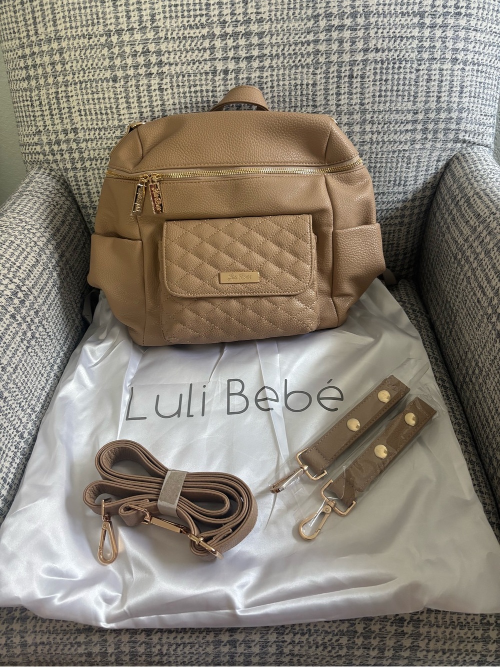 Luli Bebe Petit Monaco Diaper Bag- Latte Brown